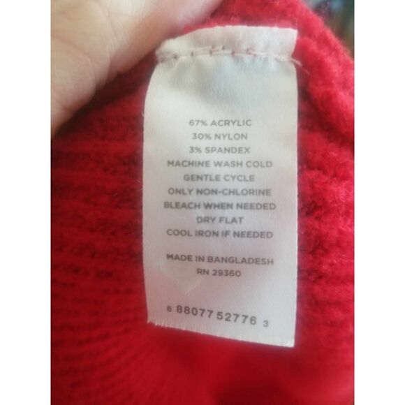 DIP Cozy Stretchy Red Hooded Sweater Womens Sz L - Picture 2 of 6